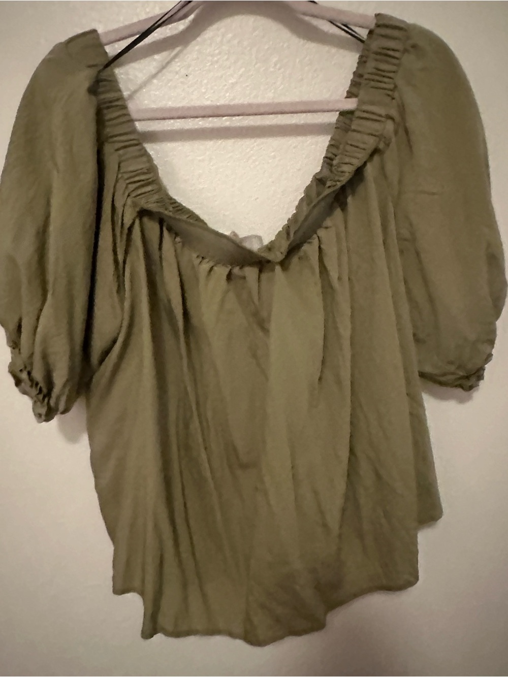 H & M Olive Green Peasant Blouse - Women Tops